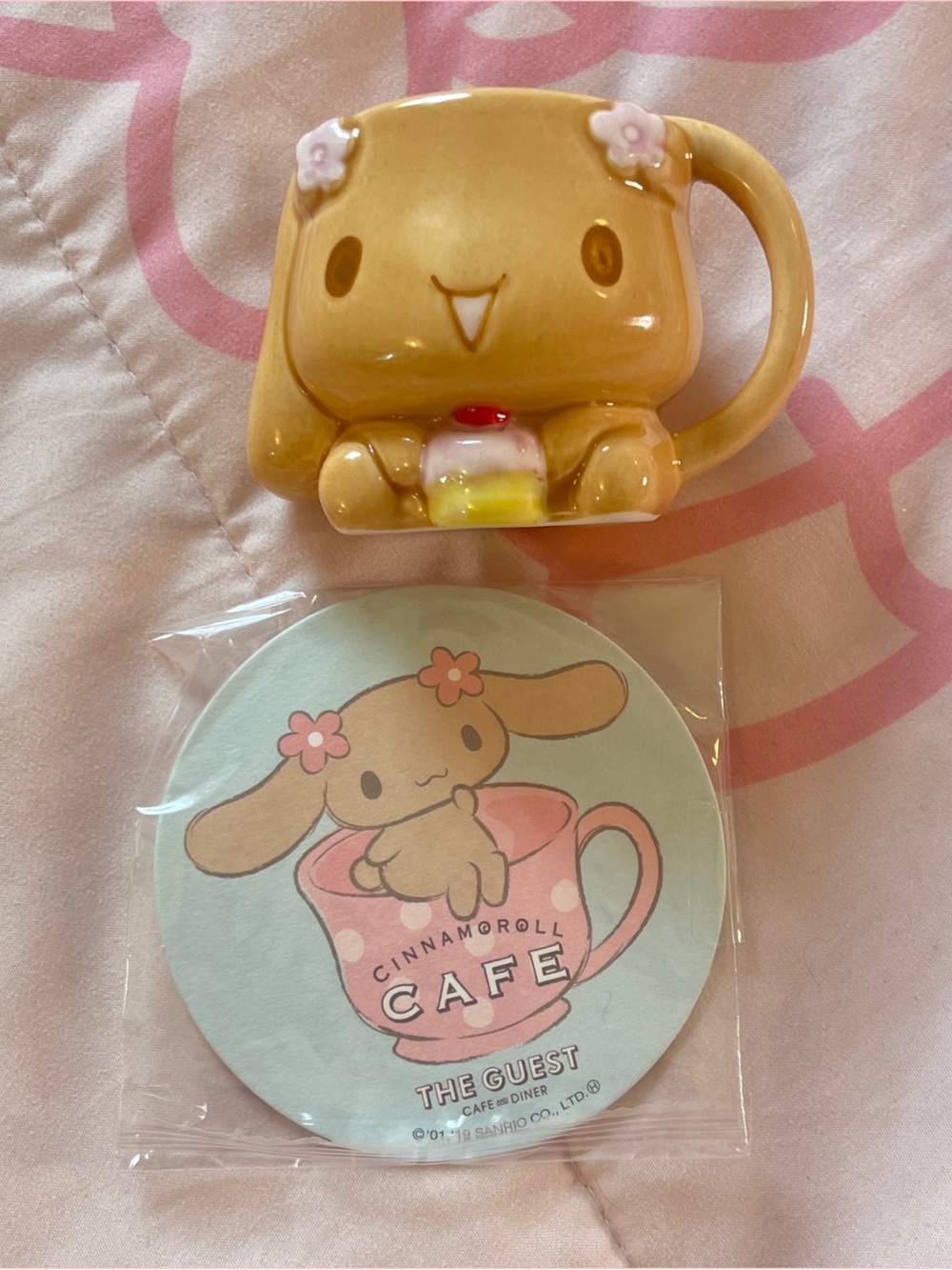 Sanrio Cinnamoroll Yellow Character Mug with Pink Coaster